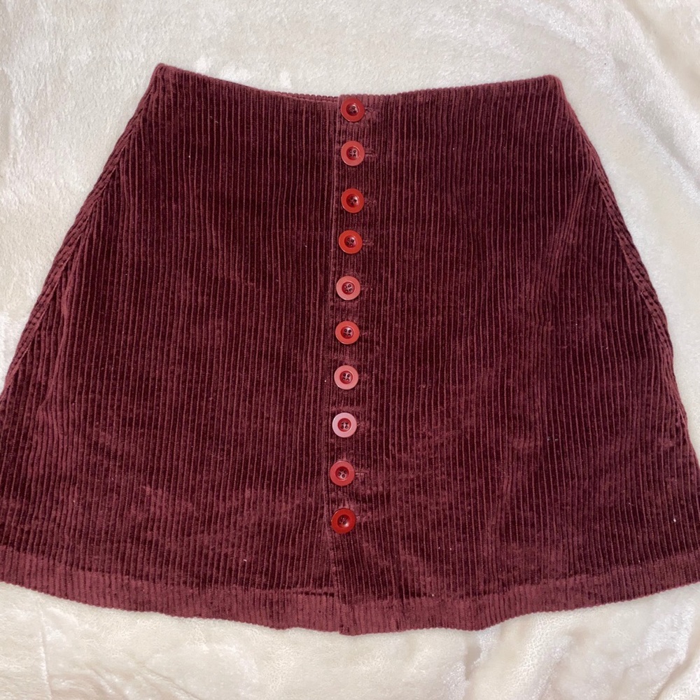Vintage Express Button Velvet Skirt